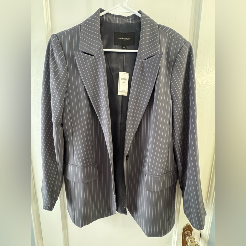 Banana Republic Charcoal Pinstripe Blazer